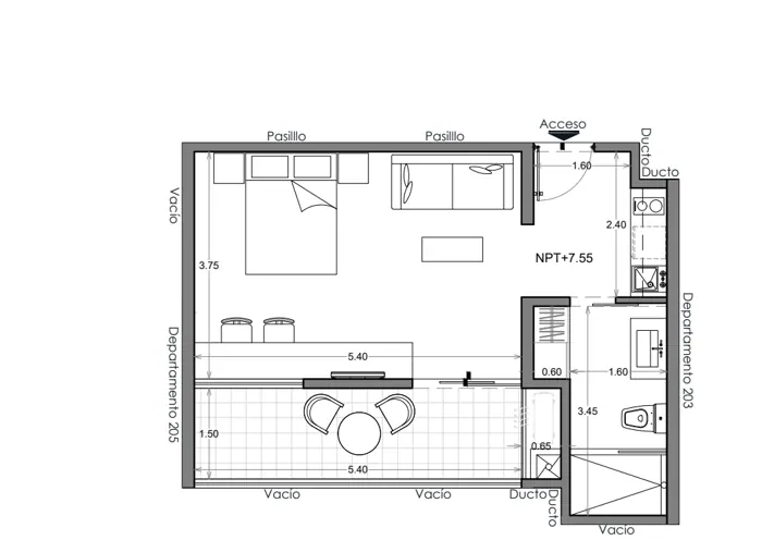 Plano de Depto. 204, Costa Celeste