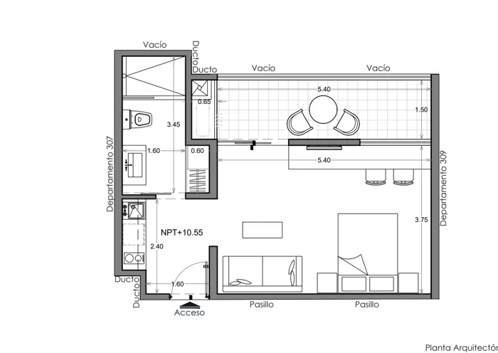 Plano de Depto. 308, Costa Celeste