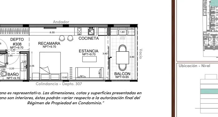 Plano de Depto. 308, Studio 34