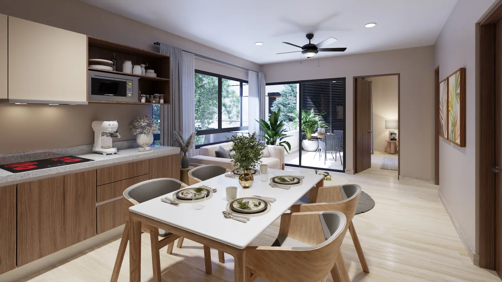 Cocina y comedor integrados
