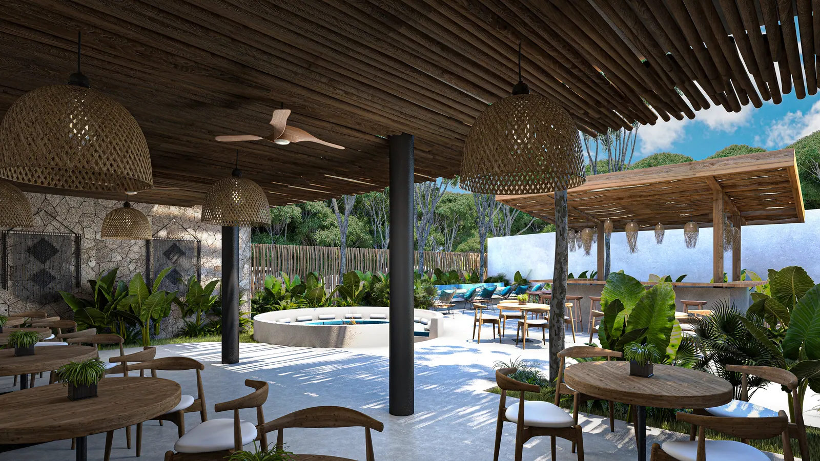 Barra bajo pérgola